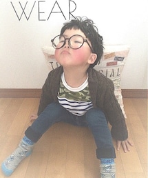 西松屋 | ボーダー×カモフラ ロンT(Tシャツ/カットソー)