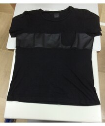 ZARA | Zara leather black T-shirt(Tシャツ/カットソー)