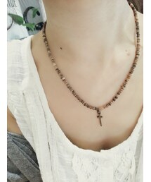 Handmade | ウッドビーズクロスネックレス(ネックレス)