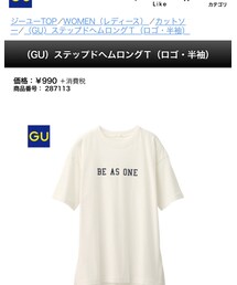 GU | ステップドヘムロングＴ(ロゴ・半袖)(Tシャツ/カットソー)
