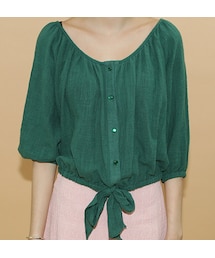 Darkvictory | ラウンドネック前結びコットンブラウス(シャツ/ブラウス)