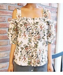 Darkvictory | 小花柄オフショルダーコットンブラウス(シャツ/ブラウス)