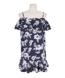 フラワーパターンオフショルダーフリルワンピース(ワンピース)