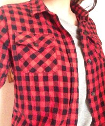 UNIQLO | 赤×黒チェックシャツ(シャツ/ブラウス)