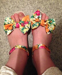花柄ペタンコサンダル(サンダル)