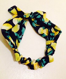レモン柄のバンダナヘアバンド(ヘアバンド)