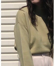 GU | スウェットライクハイネックセーター(ニット/セーター)