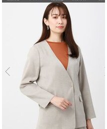 THE SUIT COMPANY | リネン調　ノーカラージャケット(ノーカラージャケット)