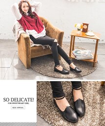 Ann's | Ann’S復古精緻-金屬鑲框繞踝娃娃鞋 黑-41(その他シューズ)