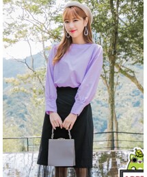 OBdesign | IM+ 公主袖設計高含棉純色上衣  COLOR 紫 商品貨號 AB7749(トップス)