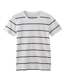 無印良品 | OCクルーネック半袖Tシャツ 白×黒(ペンシル)(Tシャツ/カットソー)