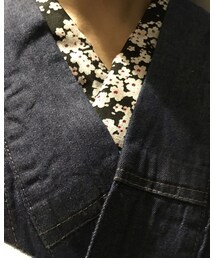 100均の夜桜柄手ぬぐいを半襟に | 和装小物