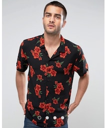 asos | バラ柄 オープンカラーシャツ(シャツ/ブラウス)