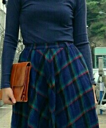 Dear Oldies | 紫色格子傘裙(スカート)