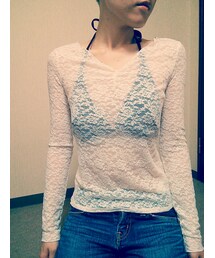 MOUSSY | シースルー刺繍入りトップス(Tシャツ/カットソー)