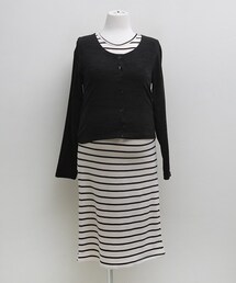 ボーダーラインカーディガンレイヤードワンピース(マタニティウェア/グッズ)