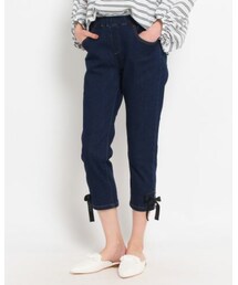 couture brooch | 裾リボンクロップドパンツ(デニムパンツ)