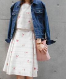 Debut de Fiore | ボーダーフラワープリトワンピース(ワンピース)