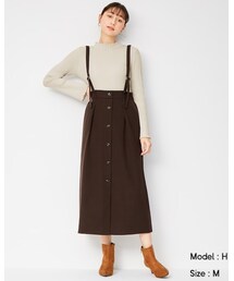 GU | 起毛サスペンダー付きフロントボタンAラインスカートQ(スカート)