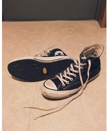 CONVERSE ADDICT | 《2009 CHUCK TAYLOR CANVAS HI》アディクト第2弾で発売されたもの。5年くらい履いてるのでボロボロ。中も破けてるので布を貼って補強してます。(スニーカー)