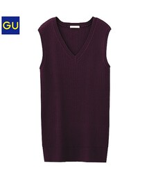 GU | リブVネックセーター（ノースリーブ）(ニット/セーター)