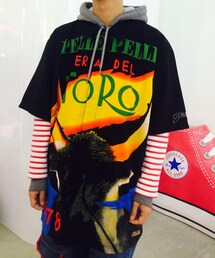 古着 | 古着のBIG半袖シャツ
パーカーとボーダーのカットソーをインナーに🔴(シャツ/ブラウス)