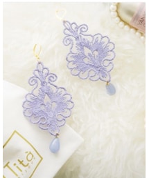 damore | ジーリオ(百合)レース刺繍イヤリング(イヤリング)