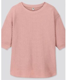 UNIQLO | ワッフルクルーネックT（5分袖）(トップス)