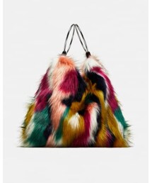 ZARA | フェイクファー巾着型バッグ(ハンドバッグ)