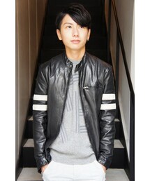 Salvatore Santoro | Leather Jacket ( Nero )　Salvatore Santoro(ライダースジャケット)
