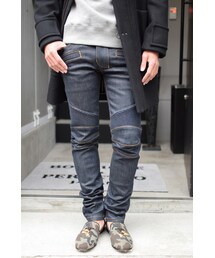 BALMAIN | バイカーデニムパンツ　【BALMAIN】 Bhr Pants ( Navy )(デニムパンツ)