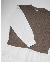 しまむら | dear.ful / DFフハクドッキングPO　中茶 , L / 513-1021(トップス)