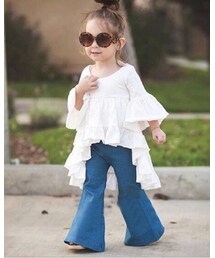 comooo store | テールカットが可愛い♡ボヘミアン風フリルチュニックワンピ♫(チュニック)