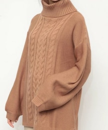 E hyphen world gallery | タートルパフスリーブチュニック(ニット/セーター)