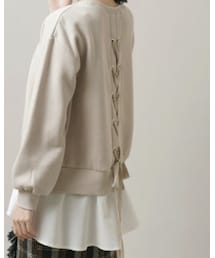 rps | 布帛レイヤー風BACKレースアップ裏毛PO(Tシャツ/カットソー)