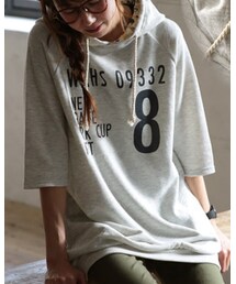 soulberry | フード裏花柄ロゴプリント裏毛プルオーバー(パーカー)