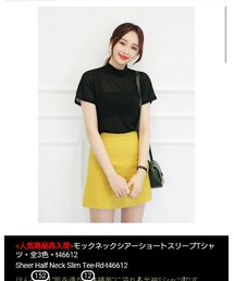 DHOLIC | モックネックシアーショートスリーブTシャツ(シャツ/ブラウス)