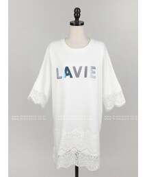 レーストリミングロング丈Tシャツ(Tシャツ/カットソー)