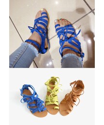 レザーレースアップサンダル(サンダル)