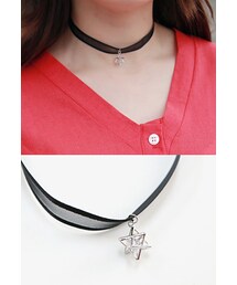 星チャームメッシュレースチョーカー(ネックレス)