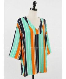 マルチストライプVネックブラウス(シャツ/ブラウス)