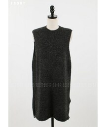 スリット入り無地ロングニットベスト(ベスト)