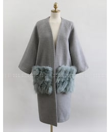 ポケットファーポイントルーズコート(ノーカラージャケット)