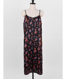 フラワー柄ロングビスチェワンピース (ワンピース)