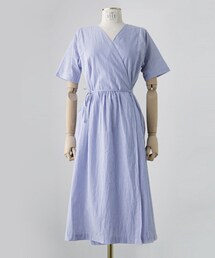 imvely | リネンストライプラップワンピース(ワンピース)
