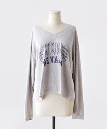 imvely | VネックゆるスウェットロゴTシャツ(Tシャツ/カットソー)