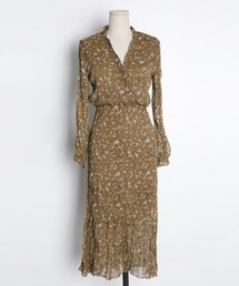 imvely | 前シャーリングフラワーロングワンピース(ワンピース)