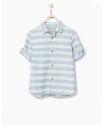 ZARA KIDS | ウォッシュドストライプシャツ(シャツ/ブラウス)