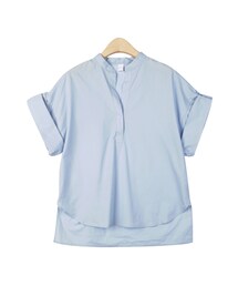 スリット入りチャイナネック半袖ブラウス(Tシャツ/カットソー)