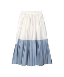 プリーツピンタック配色ロングスカート(スカート)